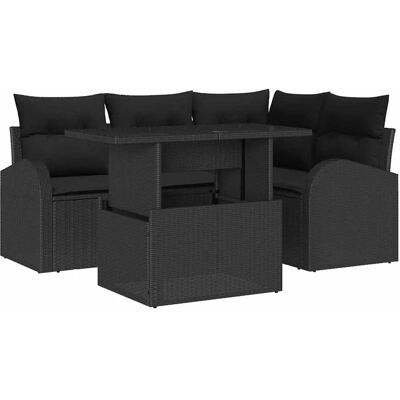 Gartenmöbel-Set - Schwarz, Rechteckig, 4 Sitze Gartenmöbel-Set - Schwarz, Rechteckig, 4 Sitze