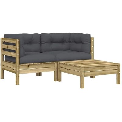 vidaXL Gartensofa Mit Kissen Und Hocker - Gartenmöbel vidaXL Gartensofa Mit Kissen Und Hocker - Gartenmöbel