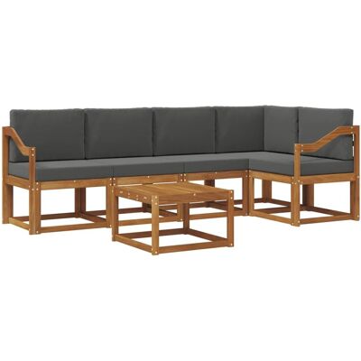 vidaXL Outdoor-Sofagarnitur mit Kissen 6 Stk Natur und Anthrazit 3366445 vidaXL Outdoor-Sofagarnitur mit Kissen 6 Stk Natur und Anthrazit 3366445