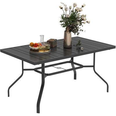 Outsunny Gartentisch mit Schirmloch Stahl 152L x 90B x 74H cm Schwarz Outsunny Gartentisch mit Schirmloch Stahl 152L x 90B x 74H cm Schwarz