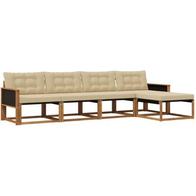 vidaXL Outdoor-Sofagarnitur mit Kissen 5 Stk Natur und Beige 3381353 vidaXL Outdoor-Sofagarnitur mit Kissen 5 Stk Natur und Beige 3381353