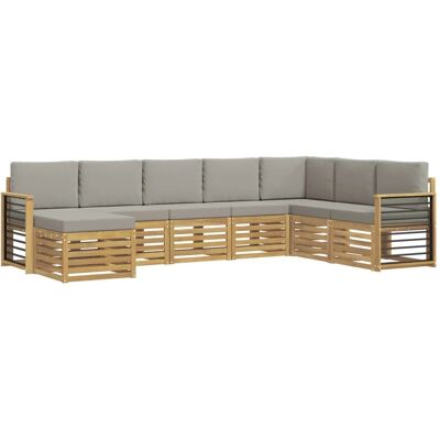 vidaXL Outdoor-Sofagarnitur 8 Stk Weiß und Hellgrau 3392326 vidaXL Outdoor-Sofagarnitur 8 Stk Weiß und Hellgrau 3392326