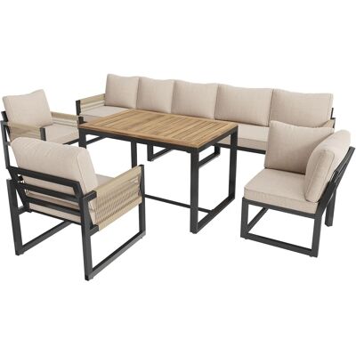 okwish Garten Essgruppe 7-8 Personen Gartenlounge-Set Wetterfest Sitzgruppe Essgruppe Beige okwish Garten Essgruppe 7-8 Personen Gartenlounge-Set Wetterfest Sitzgruppe Essgruppe Beige