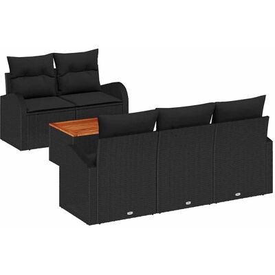 vidaXL Garten-Sofa-Set 6-Tlg Schwarz 3356189 vidaXL Garten-Sofa-Set 6-Tlg Schwarz 3356189