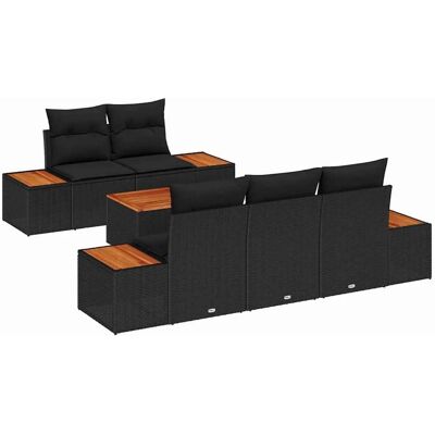 vidaXL Garten-Sofa-Set mit Kissen 6-Tlg Schwarz Poly Rattan 3356693 vidaXL Garten-Sofa-Set mit Kissen 6-Tlg Schwarz Poly Rattan 3356693