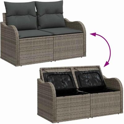 vidaXL Garten-Sofa-Set mit Speicher 9-Tlg Grau Poly Rattan 3358211 vidaXL Garten-Sofa-Set mit Speicher 9-Tlg Grau Poly Rattan 3358211