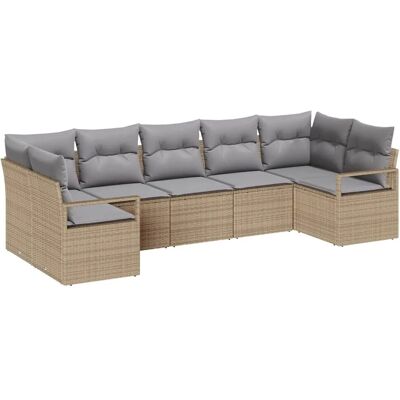 vidaXL Garten-Sofa-Set 7-Tlg Beige Poly Rattan 3346530 vidaXL Garten-Sofa-Set 7-Tlg Beige Poly Rattan 3346530