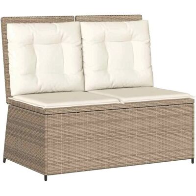 vidaXL Gartenbank mit Kissen Beige Poly Rattan 3394471 vidaXL Gartenbank mit Kissen Beige Poly Rattan 3394471