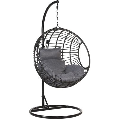 Beliani Hängesessel Schwarz Grau 97x99x199 Beliani Hängesessel Schwarz Grau 97x99x199