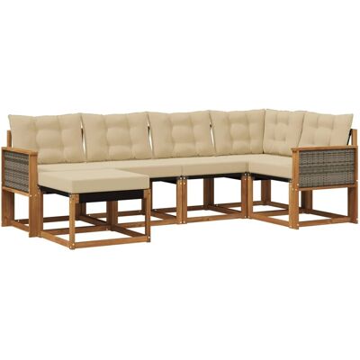 vidaXL Outdoor-Sofagarnitur mit Kissen 6 Stk Natur und Beige 3382061 vidaXL Outdoor-Sofagarnitur mit Kissen 6 Stk Natur und Beige 3382061
