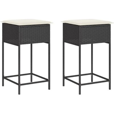 vidaXL Garten-Barhocker mit Kissen 2 Stk. Schwarz Poly Rattan vidaXL Garten-Barhocker mit Kissen 2 Stk. Schwarz Poly Rattan