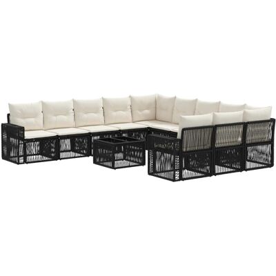 vidaXL Gartensofa-Set 12-Tlg Schwarz und Cremeweiß Poly-Rattan 3435265 vidaXL Gartensofa-Set 12-Tlg Schwarz und Cremeweiß Poly-Rattan 3435265