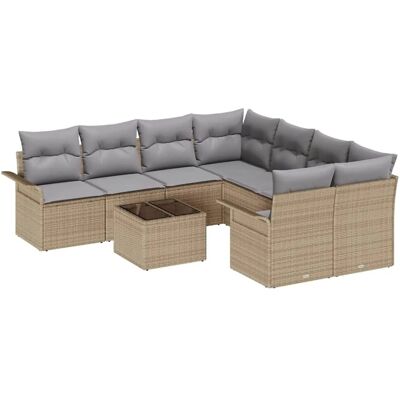 vidaXL Garten-Sofa-Set 9-Tlg Beige Poly Rattan 3345300 vidaXL Garten-Sofa-Set 9-Tlg Beige Poly Rattan 3345300