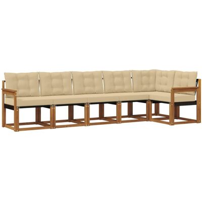 vidaXL Outdoor-Sofagarnitur mit Kissen 6-Tlg Natur und Beige 3368708 vidaXL Outdoor-Sofagarnitur mit Kissen 6-Tlg Natur und Beige 3368708