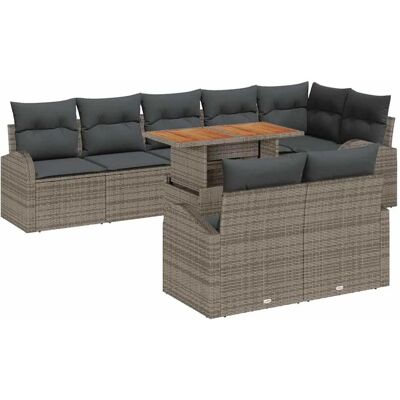 vidaXL Garten-Sofa-Set mit Speicher 9-Tlg Grau Poly Rattan 3358337 vidaXL Garten-Sofa-Set mit Speicher 9-Tlg Grau Poly Rattan 3358337