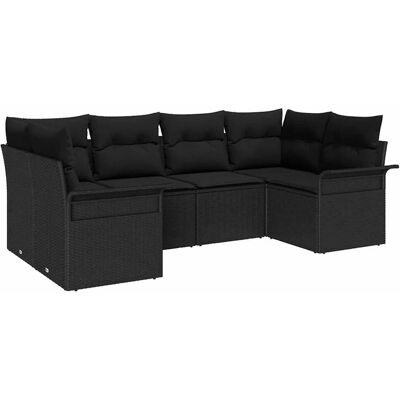 Vidaxl Garten-Sofagruppe 6-teilig Schwarz Polyester Rattan Vidaxl Garten-Sofagruppe 6-teilig Schwarz Polyester Rattan