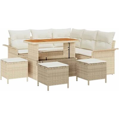 vidaXL Garten-Sofa-Set Höhenverstellbar 9-Tlg Beige Poly Rattan 3362141 vidaXL Garten-Sofa-Set Höhenverstellbar 9-Tlg Beige Poly Rattan 3362141