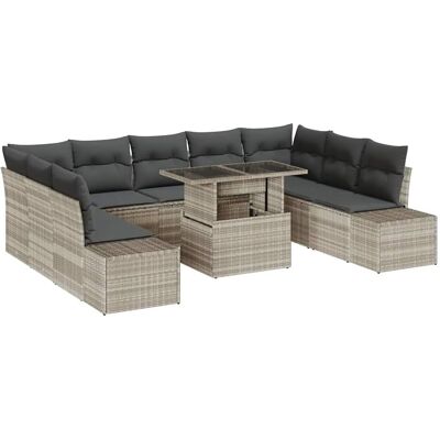 vidaXL Garten-Sofa-Set mit Speicher 10-Tlg Hellgrau Poly Rattan 3357985 vidaXL Garten-Sofa-Set mit Speicher 10-Tlg Hellgrau Poly Rattan 3357985