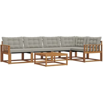 vidaXL Outdoor-Sofagarnitur mit Kissen 6-Tlg Natur und Hellgrau 3369478 vidaXL Outdoor-Sofagarnitur mit Kissen 6-Tlg Natur und Hellgrau 3369478