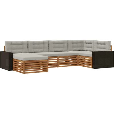 vidaXL Outdoor-Sofagarnitur mit Kissen 6 Stk Natur und Hellgrau 3383574 vidaXL Outdoor-Sofagarnitur mit Kissen 6 Stk Natur und Hellgrau 3383574