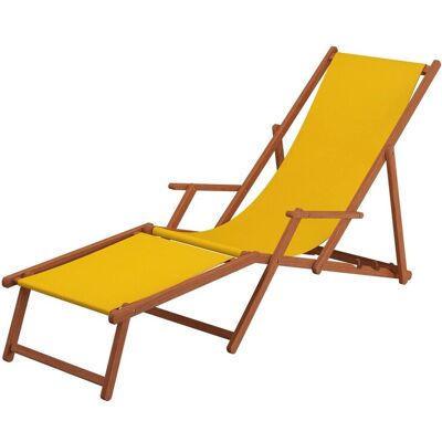 Erst-Holz Dunkler Holz-Liegestuhl Strandliege Stofffarbe Gelb 10-300 Fußteil Erst-Holz Dunkler Holz-Liegestuhl Strandliege Stofffarbe Gelb 10-300 Fußteil