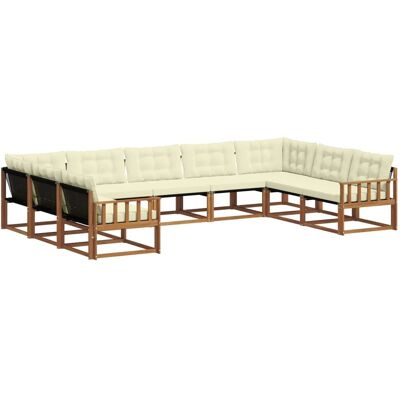 vidaXL Outdoor-Sofagarnitur mit Kissen 9-Tlg Natur und Creme 3369837 vidaXL Outdoor-Sofagarnitur mit Kissen 9-Tlg Natur und Creme 3369837