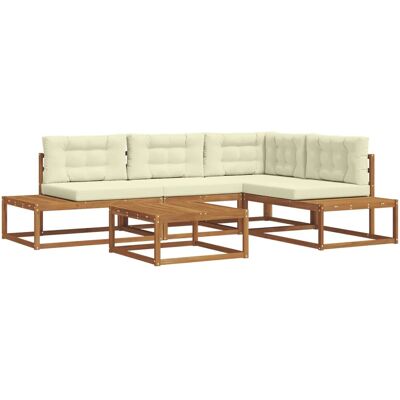 vidaXL Outdoor-Sofagarnitur 5 Stück Natur und Creme 3368138 vidaXL Outdoor-Sofagarnitur 5 Stück Natur und Creme 3368138