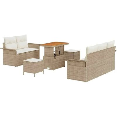 vidaXL Garten-Sofa-Set Höhenverstellbar 8-Tlg Beige Poly Rattan 3362081 vidaXL Garten-Sofa-Set Höhenverstellbar 8-Tlg Beige Poly Rattan 3362081
