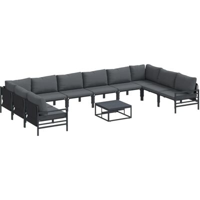 vidaXL Garten-Sofa-Set 11-Tlg Anthrazit Stahl 3379017 vidaXL Garten-Sofa-Set 11-Tlg Anthrazit Stahl 3379017
