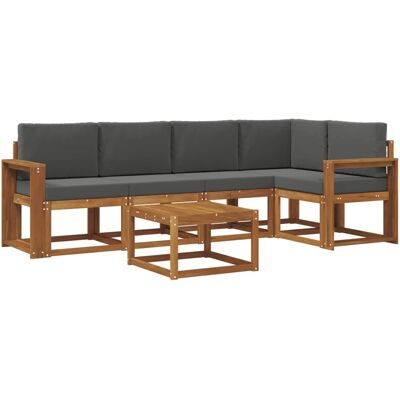 vidaXL Outdoor-Sofagarnitur mit Kissen 6 Stk Natur und Anthrazit 3366435 vidaXL Outdoor-Sofagarnitur mit Kissen 6 Stk Natur und Anthrazit 3366435