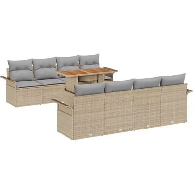 vidaXL Garten-Sofa-Set mit Speicher 9-Tlg Beige Poly Rattan 3358044 vidaXL Garten-Sofa-Set mit Speicher 9-Tlg Beige Poly Rattan 3358044