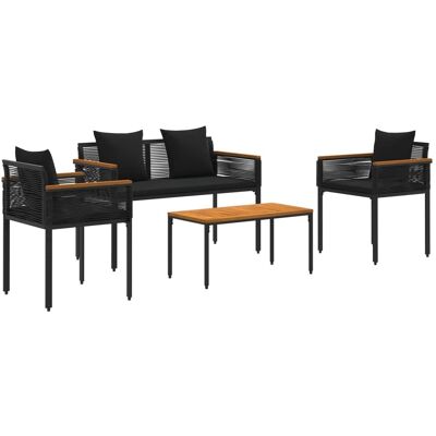vidaXL Gartenmöbel Set mit Kissen 4-Tlg Schwarz PE-Rattan 42025225 vidaXL Gartenmöbel Set mit Kissen 4-Tlg Schwarz PE-Rattan 42025225