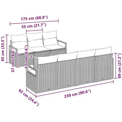 vidaXL Garten-Sofa-Set mit Kissen 8-Tlg Beige Poly Rattan 3347665 vidaXL Garten-Sofa-Set mit Kissen 8-Tlg Beige Poly Rattan 3347665