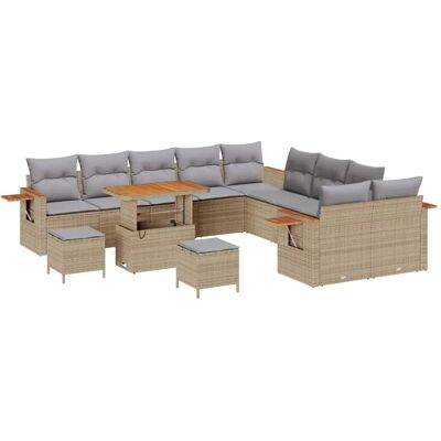 vidaXL Gartensofa-set mit Kissen 17-Tlg Beige und Hellgrau Poly-Rattan 3365187 vidaXL Gartensofa-set mit Kissen 17-Tlg Beige und Hellgrau Poly-Rattan 3365187