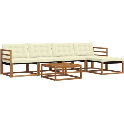 vidaXL Outdoor-Sofagarnitur mit Kissen 6-Tlg Natur und Creme 3369373 vidaXL Outdoor-Sofagarnitur mit Kissen 6-Tlg Natur und Creme 3369373