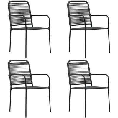 Furnicato Gartenstühle 4 Stk Baumwollseil Und Stahl Schwarz Furnicato Gartenstühle 4 Stk Baumwollseil Und Stahl Schwarz