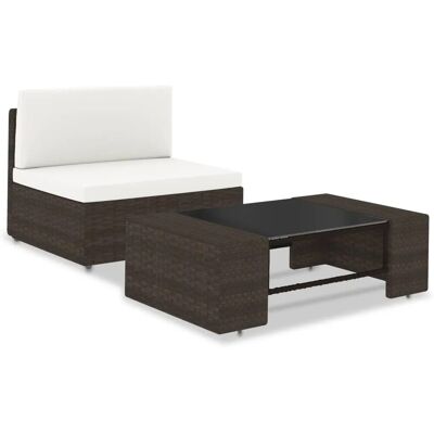 vidaXL 2-Tlg Garten-Lounge-Set Poly Rattan Braun 49512 vidaXL 2-Tlg Garten-Lounge-Set Poly Rattan Braun 49512
