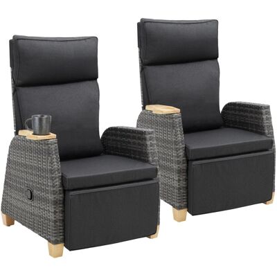 Tectake Aluminium Rattansessel Pescara Wetterfest und Uv Beständig Verstellbare Rückenlehne und Fußablage 2Er Set 128 x 68 50 x 104 cm Grau Tectake Aluminium Rattansessel Pescara Wetterfest und Uv Beständig Verstellbare Rückenlehne und Fußablage 2Er Set 128 x 68 50 x 104 cm Grau