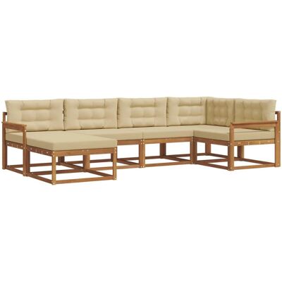 vidaXL Outdoor-Sofagarnitur mit Kissen 6-Tlg Natur und Beige 3367816 vidaXL Outdoor-Sofagarnitur mit Kissen 6-Tlg Natur und Beige 3367816