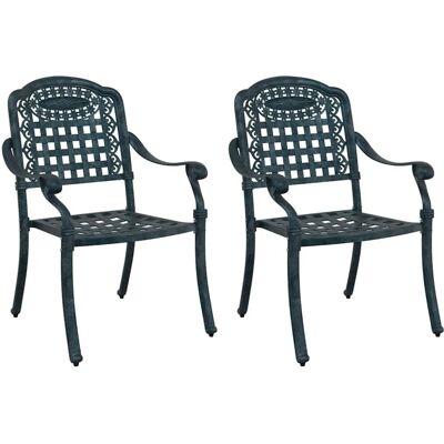 VidaXL Gartenstühle 2 Stück Grün Aluminium Modernes Gitter - Gartenstühle VidaXL Gartenstühle 2 Stück Grün Aluminium Modernes Gitter - Gartenstühle