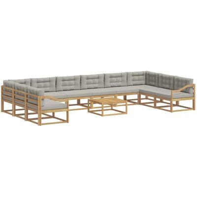 vidaXL Outdoor-Sofagarnitur mit Kissen 11 Stk Weiß und Hellgrau 3387155 vidaXL Outdoor-Sofagarnitur mit Kissen 11 Stk Weiß und Hellgrau 3387155