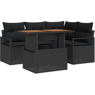 vidaXL Garten-Sofa-Set mit Speicher 5-Tlg Schwarz Poly Rattan 3358445 vidaXL Garten-Sofa-Set mit Speicher 5-Tlg Schwarz Poly Rattan 3358445