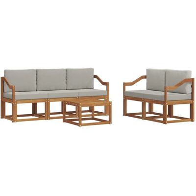 vidaXL Outdoor-Sofagarnitur mit Kissen 6 Stk Natur und Hellgrau 3366024 vidaXL Outdoor-Sofagarnitur mit Kissen 6 Stk Natur und Hellgrau 3366024