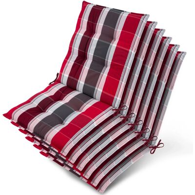 Beautissu 6x Niederlehner Sun-NL Auflage 105x50x8cm Rot-Anthrazit-Gestreift Beautissu 6x Niederlehner Sun-NL Auflage 105x50x8cm Rot-Anthrazit-Gestreift