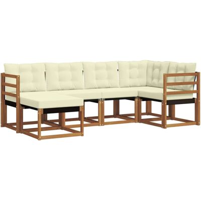 vidaXL Outdoor-Sofagarnitur mit Kissen 6-Tlg Natur und Creme 3368821 vidaXL Outdoor-Sofagarnitur mit Kissen 6-Tlg Natur und Creme 3368821