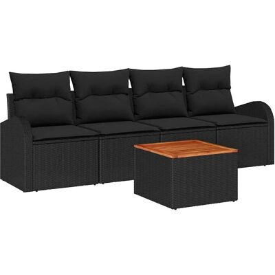 vidaXL Garten-Sofa-Set 5-Tlg Schwarz Poly Rattan 3347513 vidaXL Garten-Sofa-Set 5-Tlg Schwarz Poly Rattan 3347513