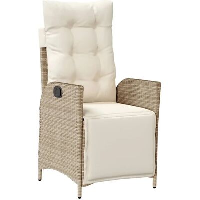 vidaXL Gartensessel mit Fußteil Verstellbar Beige Poly Rattan 365284 vidaXL Gartensessel mit Fußteil Verstellbar Beige Poly Rattan 365284