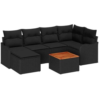vidaXL Garten-Sofa-Set 7-Tlg Schwarz Poly Rattan 3347478 vidaXL Garten-Sofa-Set 7-Tlg Schwarz Poly Rattan 3347478