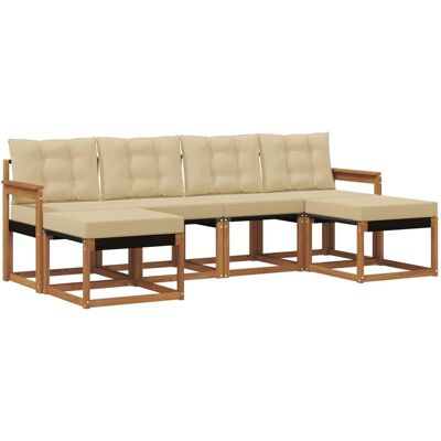 vidaXL Outdoor-Sofagarnitur mit Kissen 6-Tlg Natur und Beige 3368924 vidaXL Outdoor-Sofagarnitur mit Kissen 6-Tlg Natur und Beige 3368924