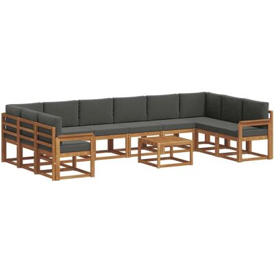vidaXL Outdoor-Sofagarnitur mit Kissen 11-Tlg Natur und Anthrazit 3367080 vidaXL Outdoor-Sofagarnitur mit Kissen 11-Tlg Natur und Anthrazit 3367080